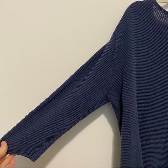 Wilfred by Aritzia Navy Blue Linen Blend Ribbed Sweater Large - Picture 7 of 8